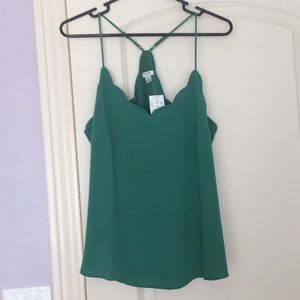 J. Crew Green Scalloped Neck Cami Top